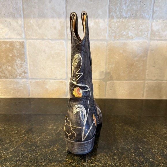 Old Gringo Marsha Short Cowboy Boots 8.5B Brown Leather Orange Embroidered - Picture 4 of 14